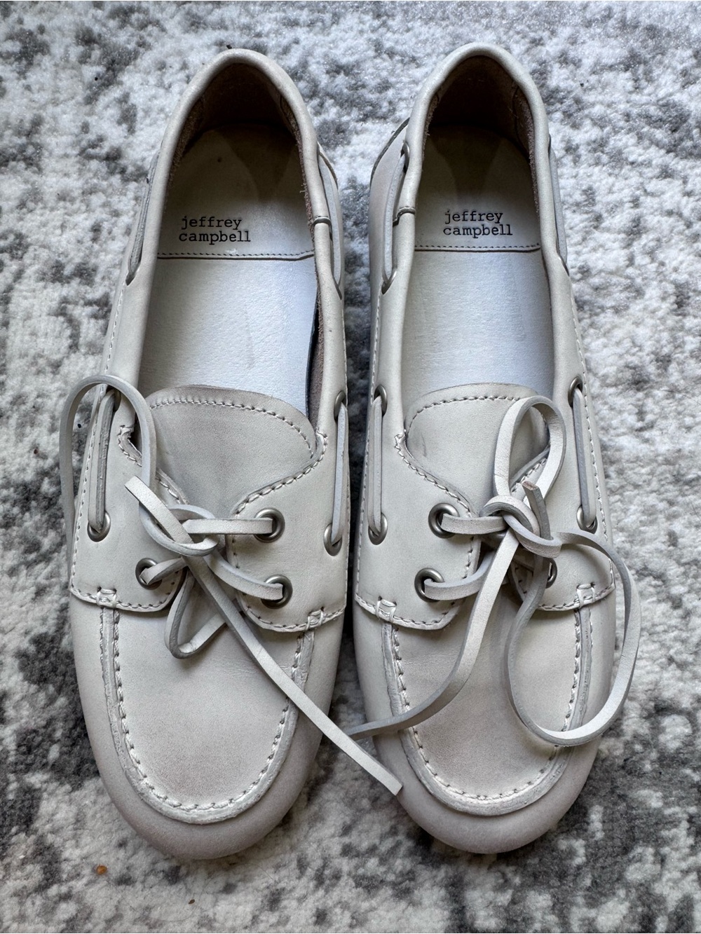 Jeffrey Campbell Boast Light Gray Leather Boat Shoes Loafers